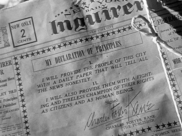 Declaration of principles from Citizen Kane
